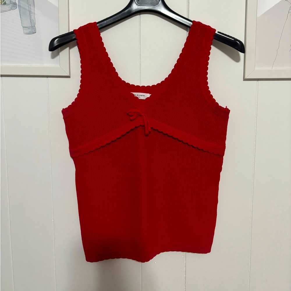 Vibrant Red Knit Tank Top